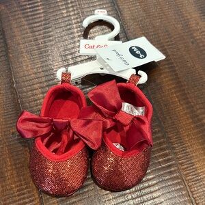 NWT! Cat & Jack Sparkly Red Baby Dress Shoes